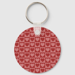 Chaveiro Padrão cardíaco moderno retrorado vermelho e rosa