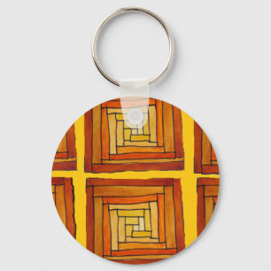 Chaveiro padrão castanho da arte retrô quadrada