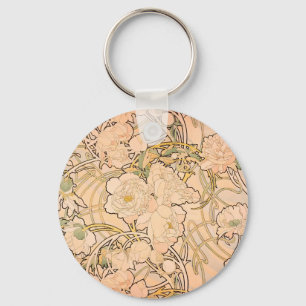 Chaveiro Padrão Clássico de Jardim de Peônia Art Nouveau po