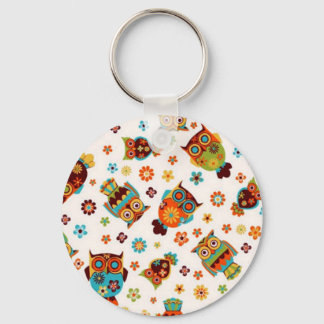 Chaveiro padrão com mochos e flores