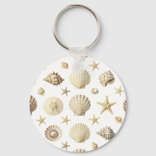 Chaveiro Padrão contínuo de estrelas-do-mar e conchas marin