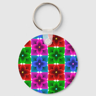 Chaveiro Padrão contínuo de flores geométricas coloridas, o