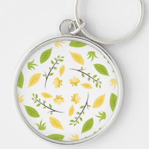 Chaveiro Padrão da Natureza Desenho de Folhas Esboço de Flo