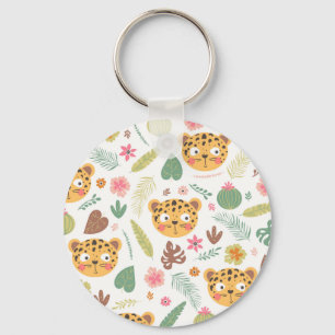 Chaveiro Padrão das plantas tropicais da cabeça-leopardo