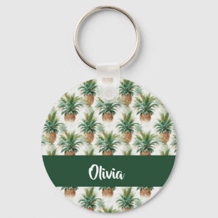 Chaveiro Padrão de abacaxi em branco