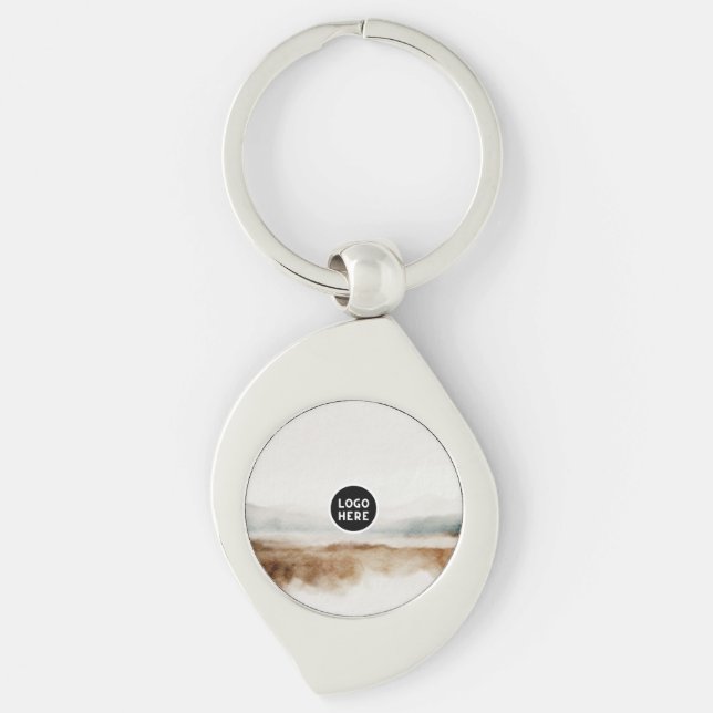 Chaveiro Padrão de Abstrato de Aquarela Natural Minimalista (Frente)