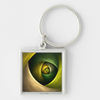 Chaveiro Padrão de Abstrato de Arte Floral Moderna Verde #2