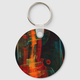 Chaveiro Padrão de Abstrato de Arte Moderno Vermelho Azul-L