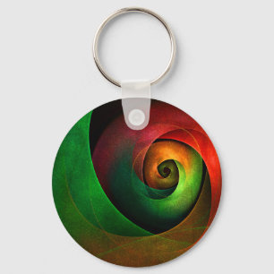 Chaveiro Padrão de Abstrato de Arte Vermelha Verde Floral M