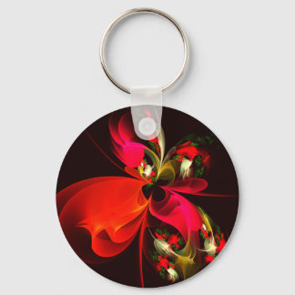 Chaveiro Padrão de Abstrato de Arte Vermelha Verde Floral M