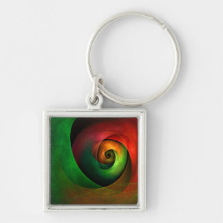 Chaveiro Padrão de Abstrato de Arte Vermelha Verde Floral M