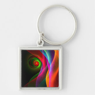 Chaveiro Padrão de Abstrato de Arte Vermelho Verde Laranja