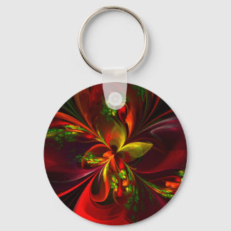 Chaveiro Padrão de Abstrato Floral Verde Moderno #05