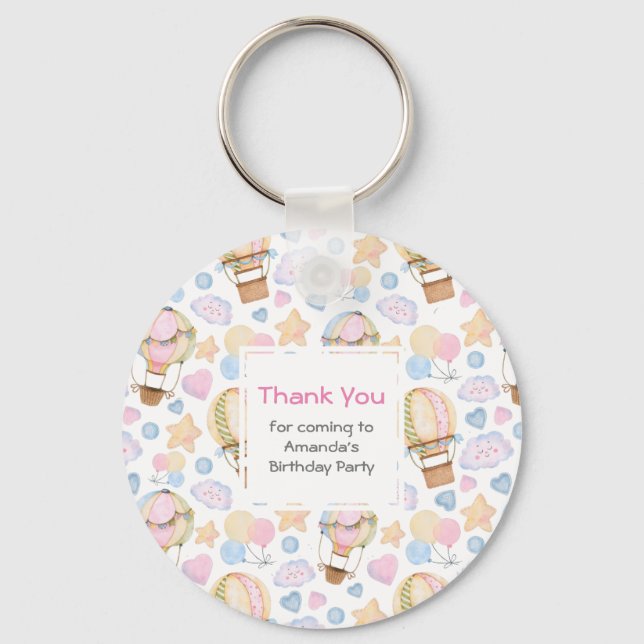 Chaveiro Padrão de Aquarela de Balão de Ar Quente - Cód. Ág (Frente)