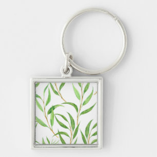 Chaveiro Padrão de aquarela Eucalyptus em branco