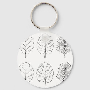 Chaveiro Padrão de Arte de Folhas Tropicais