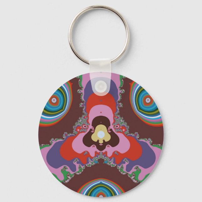 Chaveiro Padrão de Arte Retro Psicodélico dos Anos 70 (Frente)