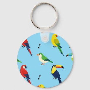 Chaveiro Padrão de Aves Tropicais Coloridas