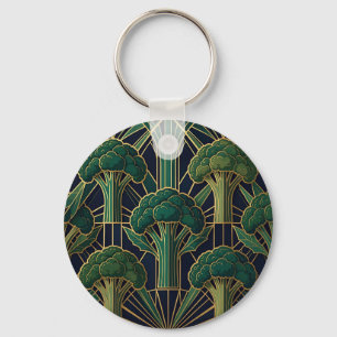 Chaveiro Padrão de Brócolis Art Déco