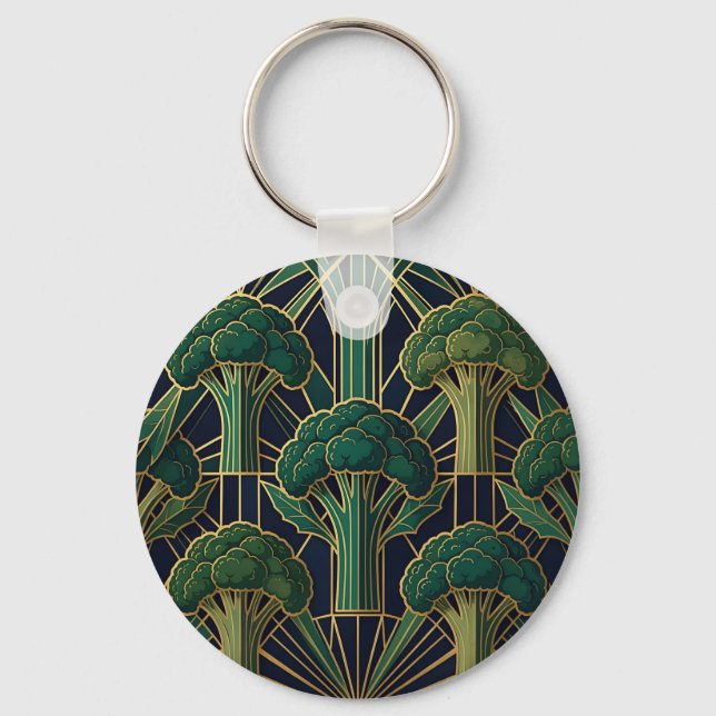 Chaveiro Padrão de Brócolis Art Déco (Frente)