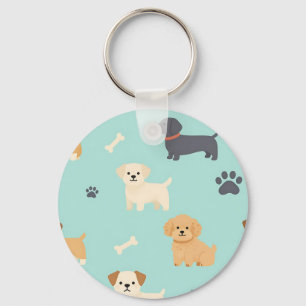 Chaveiro Padrão de Cachorrinhos Fofos