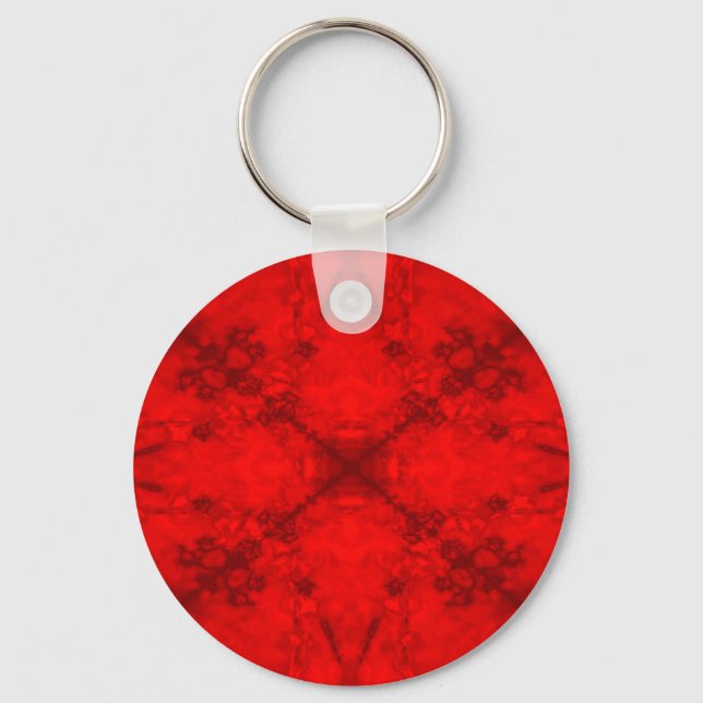 Chaveiro Padrão de caleidoscópio de estrela vermelha (Frente)