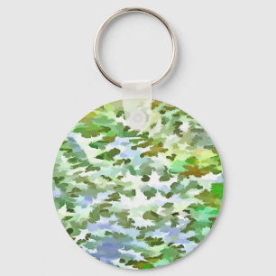 Chaveiro Padrão de Camuflagem Branco, Verde e Azul Pó