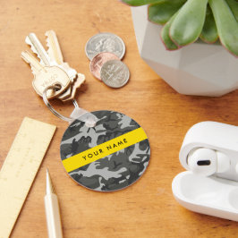 Chaveiro Padrão de Camuflagem Cinza, Seu nome, Personalizar
