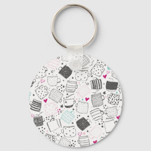 Chaveiro Padrão de caneca desenhada à mão, design sem solda