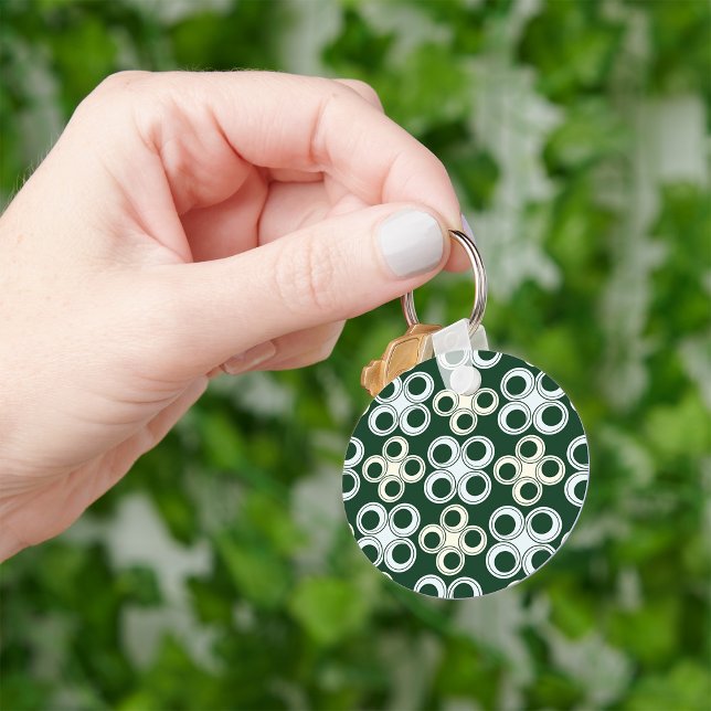 Chaveiro Padrão de Círculos Geométricos Retrô (Criador carregado)