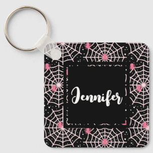 Chaveiro Padrão de Cobwebs e aranhas do Halloween