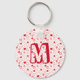 Chaveiro Padrão de coração vermelho personalizado