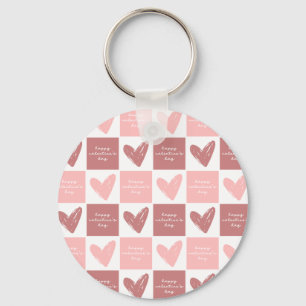 Chaveiro Padrão de Corações Cor-de-Rosa-Corte do feliz dia 