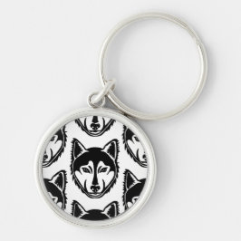 Chaveiro Padrão de corte Lino do retrato preto e branco do 