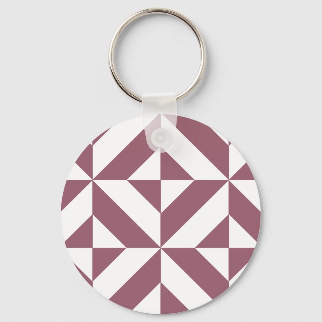 Chaveiro Padrão de Cubo de Deco Geométrico de Plum (Frente)