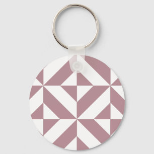 Chaveiro Padrão de Cubo Geométrico de Deco em Mauve Escuro