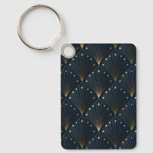 Chaveiro Padrão de decoração azul e dourado
