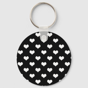 Chaveiro Padrão de Design de Coração de Amor Preto e Branco