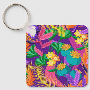 Chaveiro Padrão de design floral exótico colorido