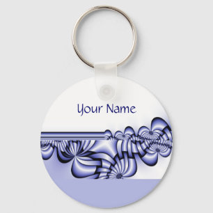Chaveiro Padrão de Design gráfico - azul branco + texto