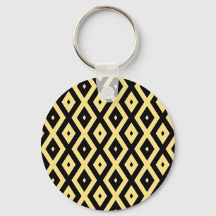 Chaveiro Padrão de diamante amarelo-limão e preto