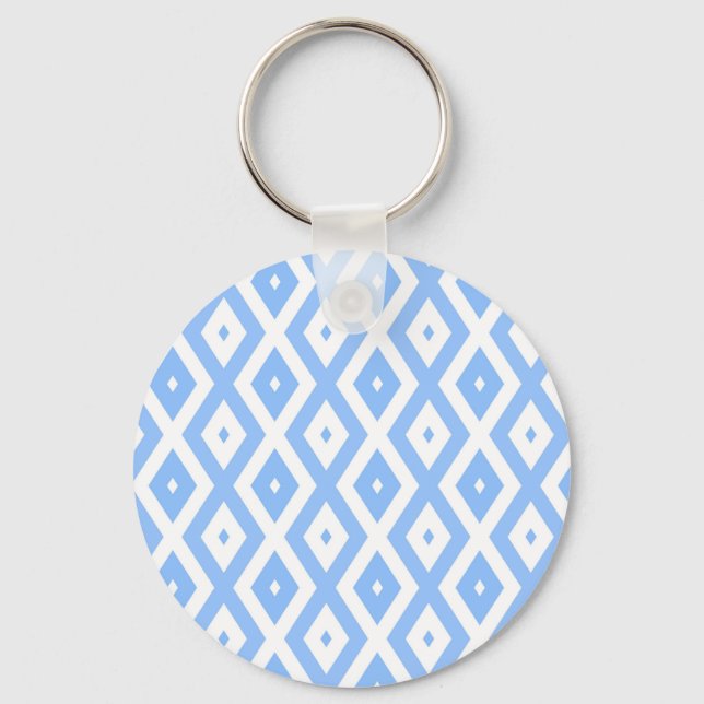 Chaveiro Padrão de diamante azul e branco (Frente)
