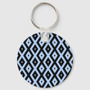 Chaveiro Padrão de diamante azul pálido e preto