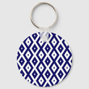Chaveiro Padrão de diamante branco e azul-marinho