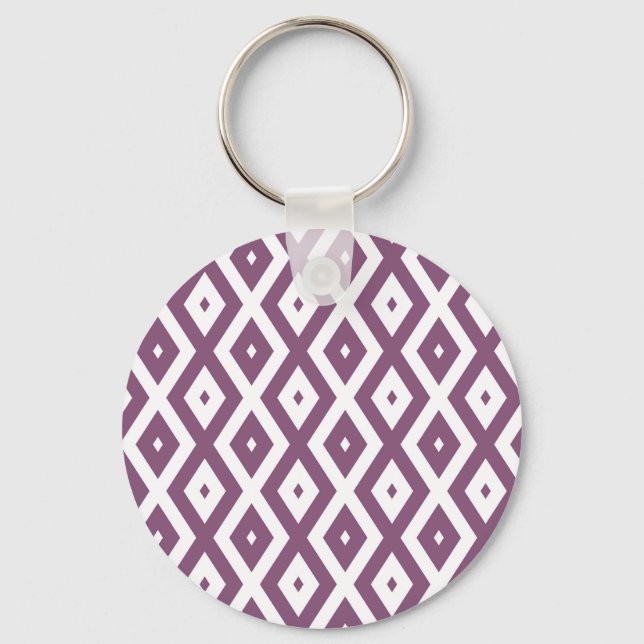 Chaveiro Padrão de diamante branco e Mauve (Frente)