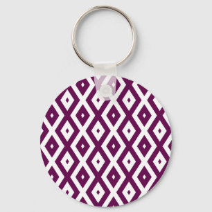 Chaveiro Padrão de diamante branco e roxo de ameixa
