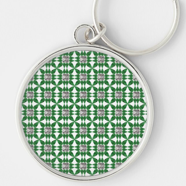 Chaveiro Padrão de Diamante em forma de pera verde (Frente)