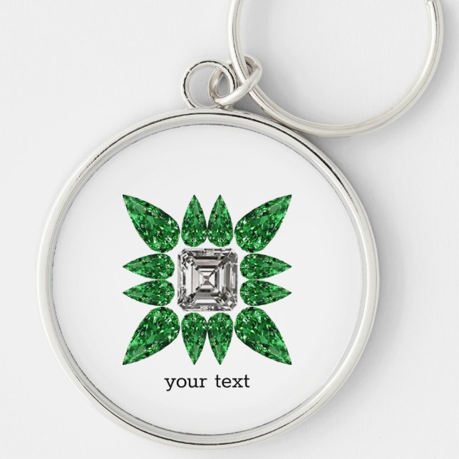 Chaveiro Padrão de Diamante em forma de pera verde (Frente)