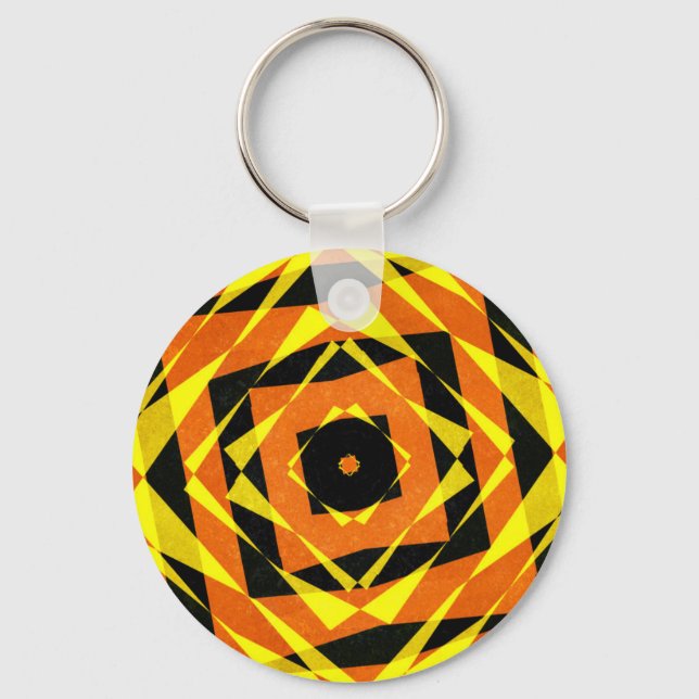 Chaveiro Padrão de diamante listrado laranja e amarelo (Frente)