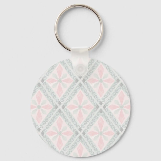 Chaveiro Padrão de diamante pastel verde e rosa (Frente)